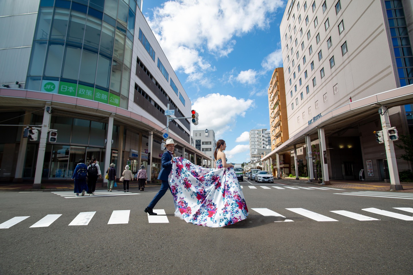 ロケフォト　上越高田　街中ウェディング　ストリートウェディング　お散歩前撮り　街中撮影　街中フォト