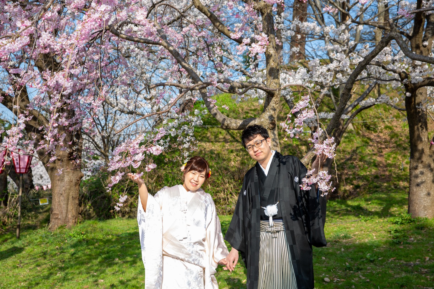和装ウェディング 桜フォト 上越写真撮り