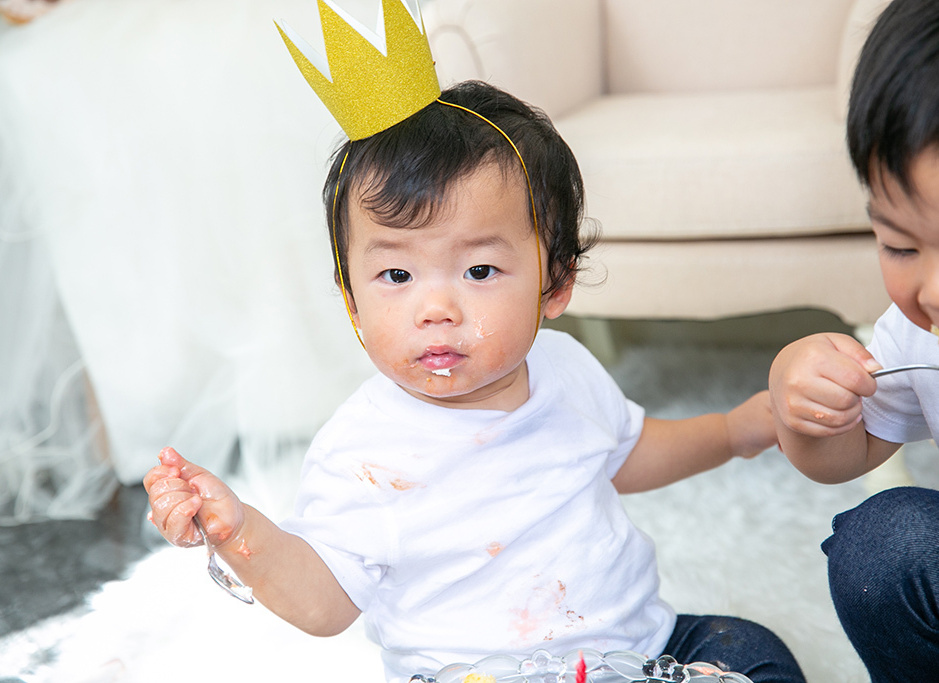 お誕生日撮影 スマッシュケーキ お祝い プロ撮影 記念写真 上越市 オーツー