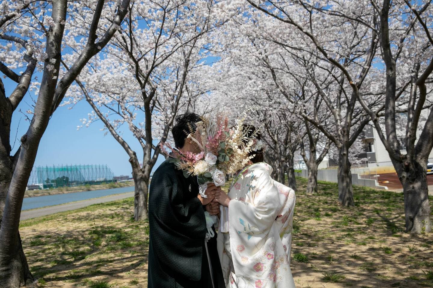 上越市　スタジオ写真　結婚式前撮り　和装前撮り　フォトウェディング　白無垢　色打掛　フォトオフィスオーツー　アンジーメレ