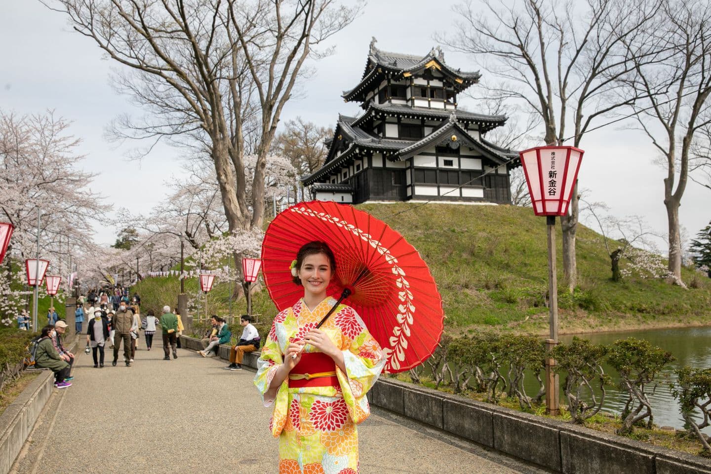 観光フォト　桜　観桜会　観光フォト　異文化体験　インバウンド　上越市　フォトオフィスオーツー　撮影