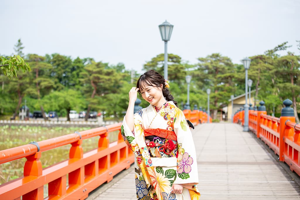 成人式　成人式前撮り　振袖フォト　高田公園　二十歳の祝い　フォトオフィスオーツー　フォトスタジオ　オーツー　振袖撮影