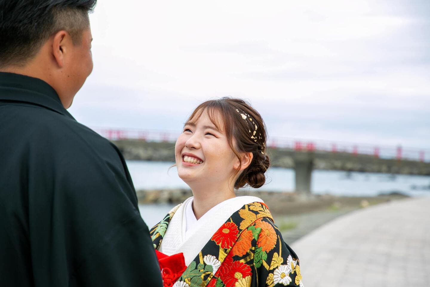 上越市 糸魚川市 ロケーション撮影 ロケ撮影 結婚式前撮り 和装前撮り 和装ロケ 弁天岩 ウエディングフォト ドローン撮影 ドローン
