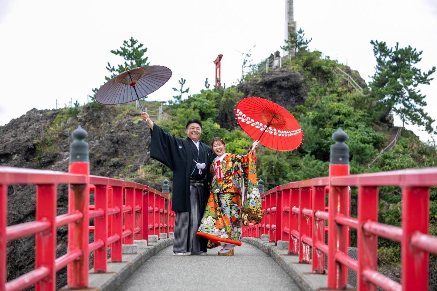 上越市 糸魚川市 ロケーション撮影 ロケ撮影 結婚式前撮り 和装前撮り 和装ロケ 弁天岩 ウエディングフォト ドローン撮影 アンジーメレ